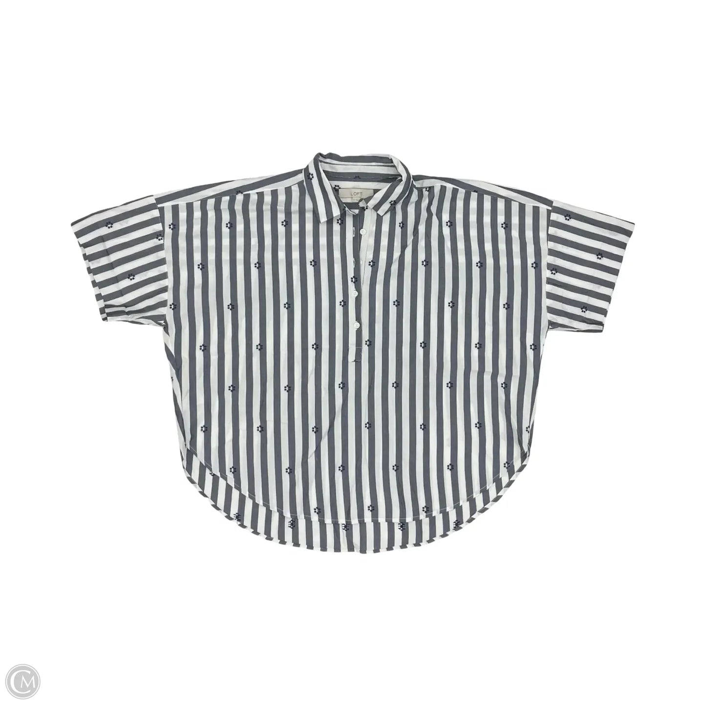 Top Short Sleeve By Loft In Blue & White, Size: M