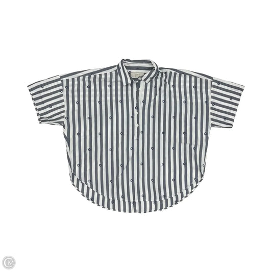 Top Short Sleeve By Loft In Blue & White, Size: M