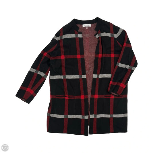 Sweater Cardigan By Kasper In Black & Red, Size: Xl