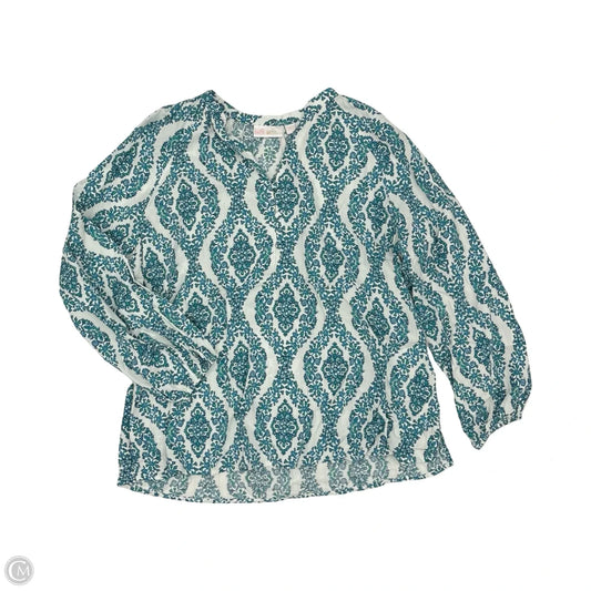 Top Long Sleeve By Clothes Mentor In Blue & White, Size: Xl