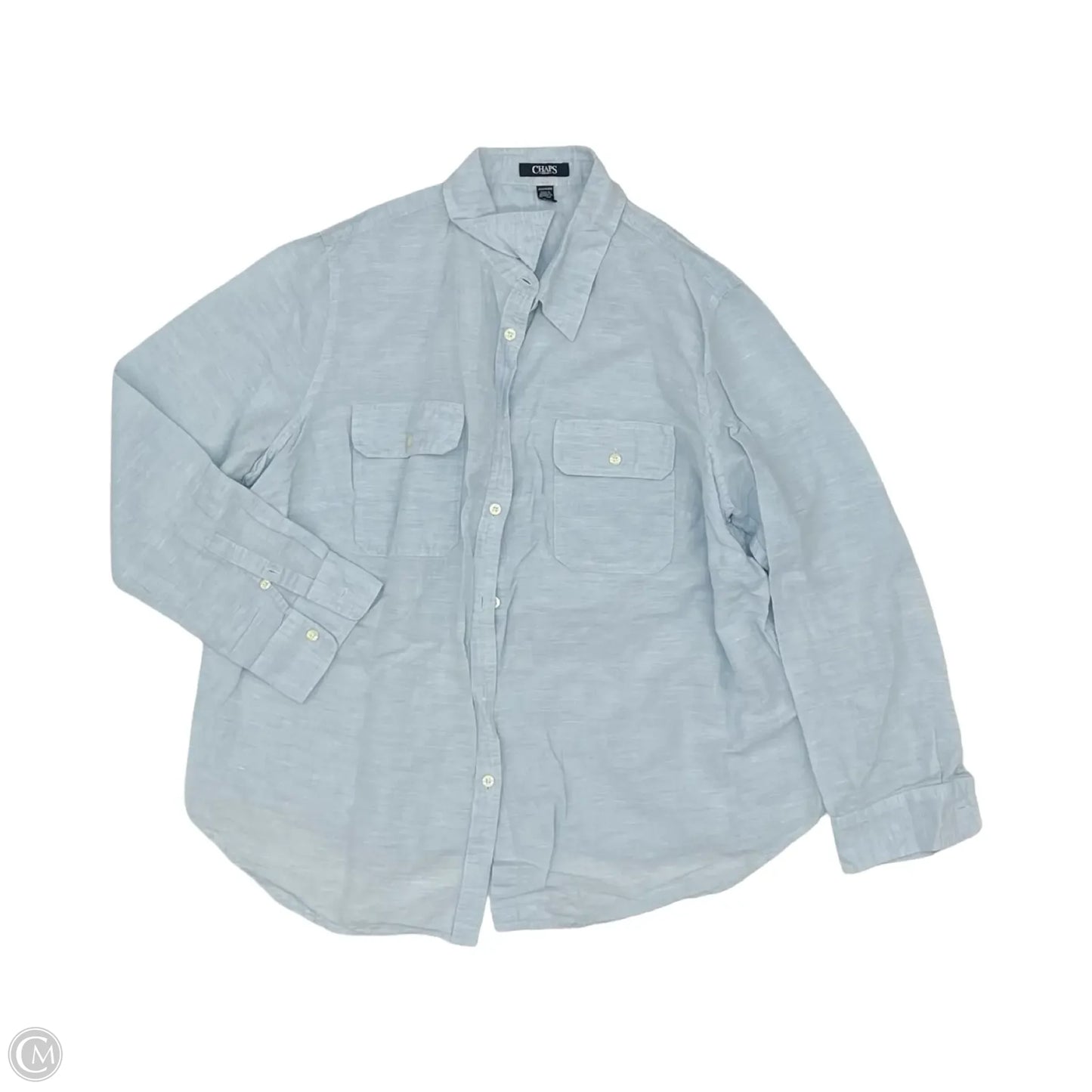Top Long Sleeve By Chaps In Blue, Size: 2x