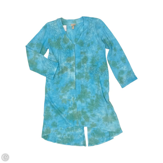 Cardigan By Logo In Blue & Green, Size: S