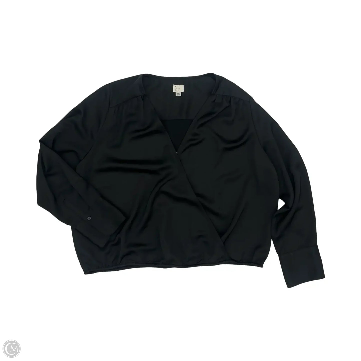 Blouse Long Sleeve By A New Day In Black, Size: Xxl