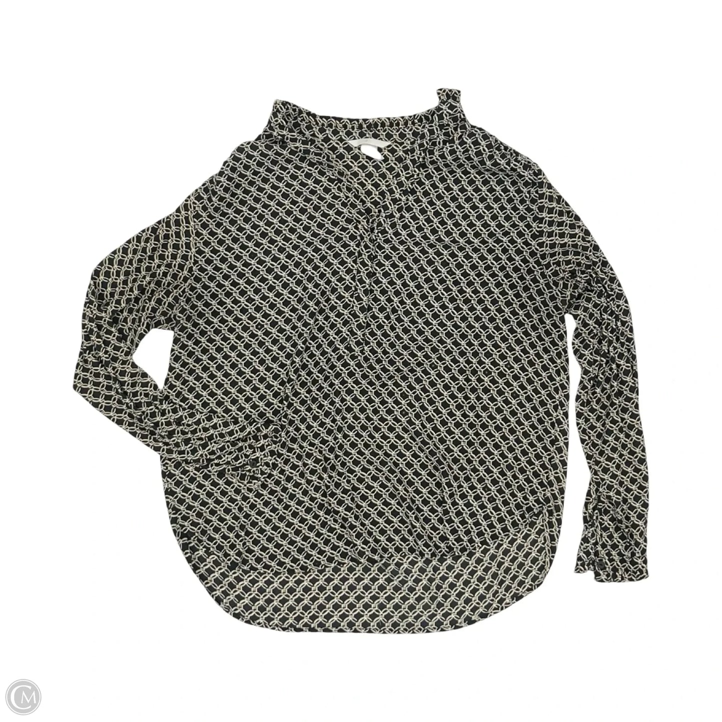 Blouse Long Sleeve By H&m In Black & Tan, Size: M