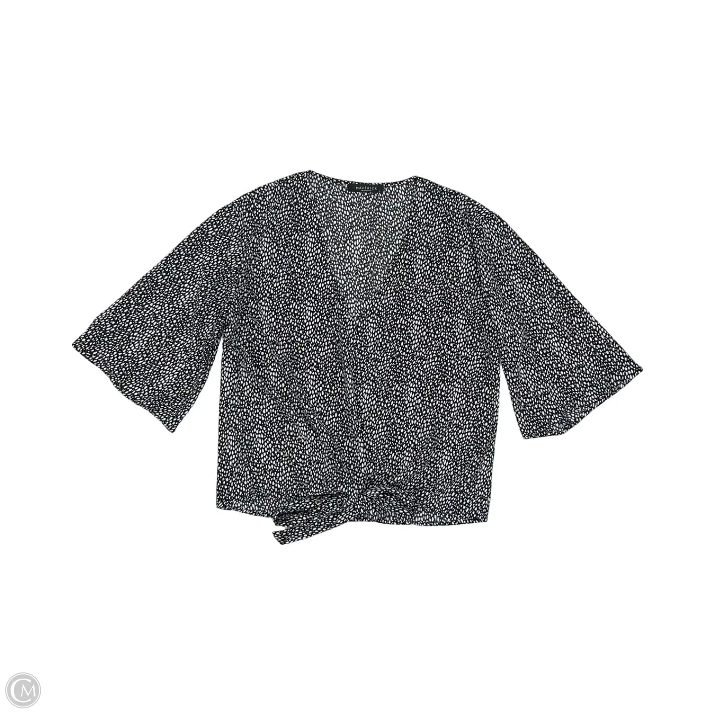 Blouse 3/4 Sleeve By Clothes Mentor In Black & White, Size: L