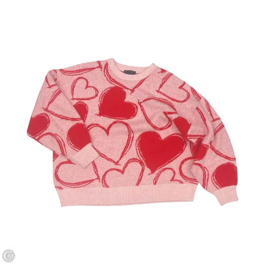 Sweater By Eloquii In Pink & Red, Size: 3x