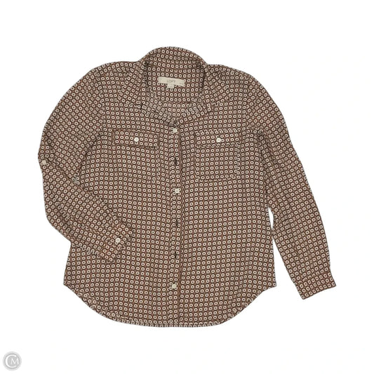 Blouse Long Sleeve By Loft In Brown, Size: Mp