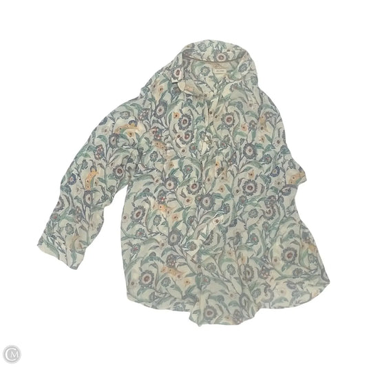 Top Long Sleeve By Pilcro In Blue & Cream, Size: 3x