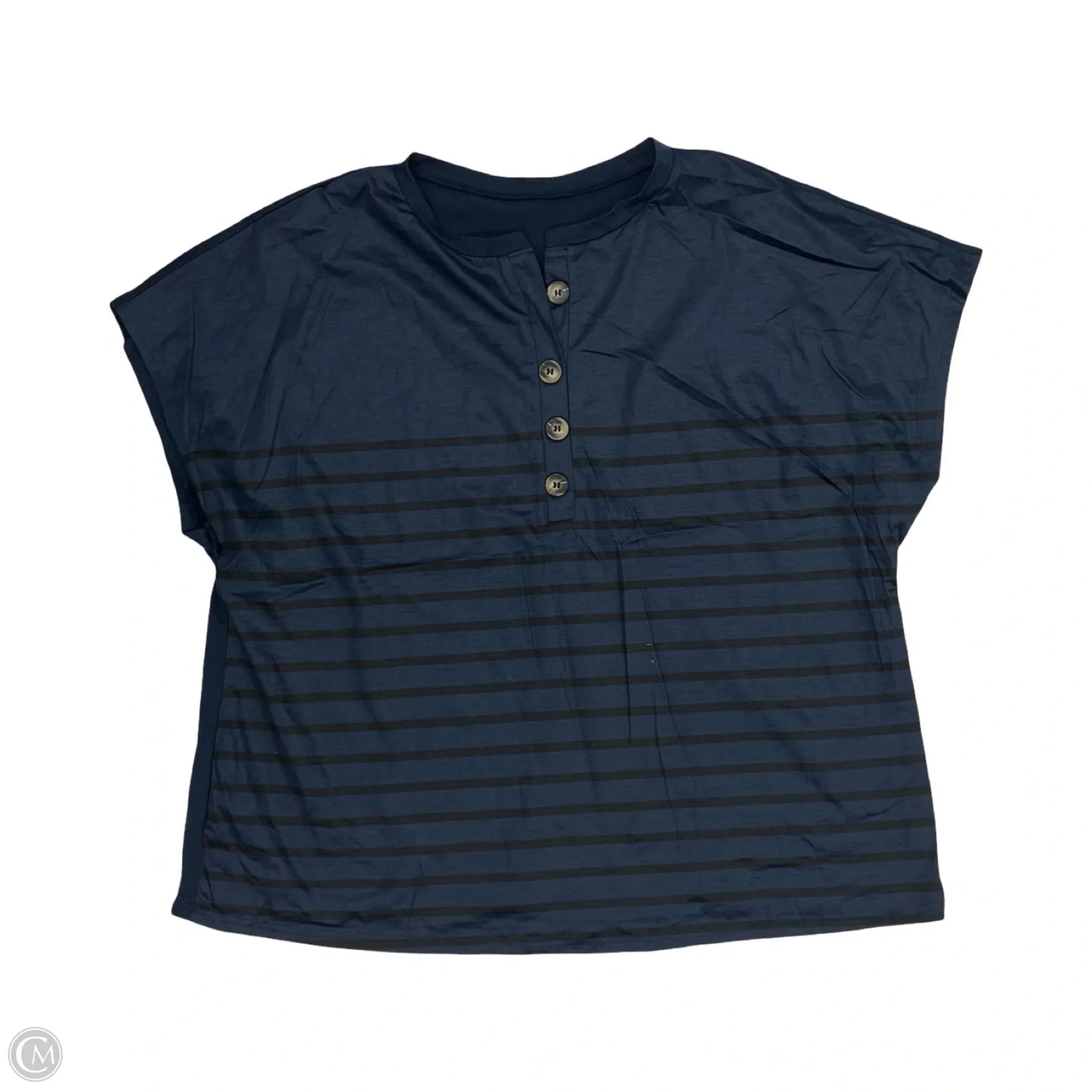 Top Short Sleeve By Cme In Black & Blue, Size: 3x