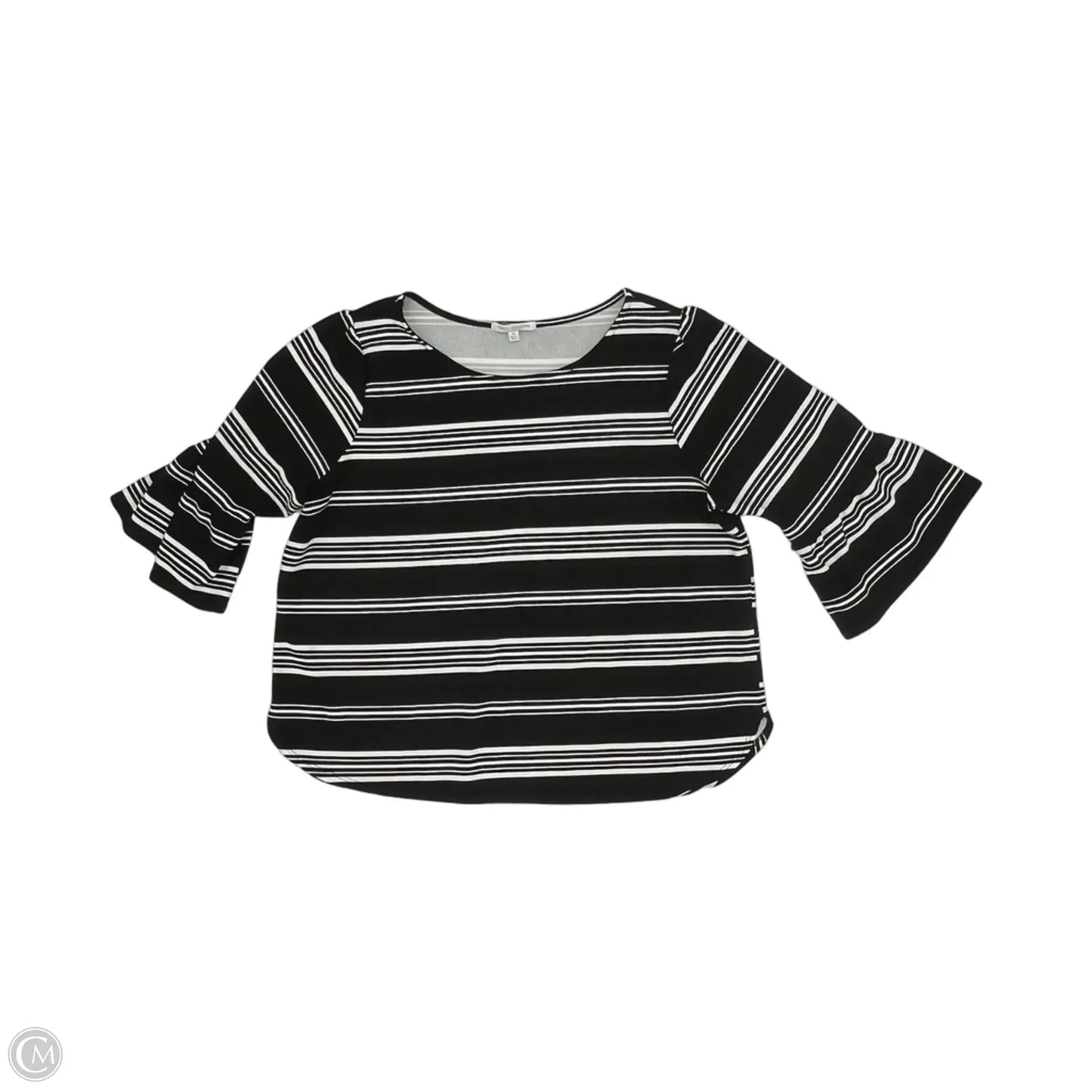 Blouse Short Sleeve By Green Envelope In Black & White, Size: 3x