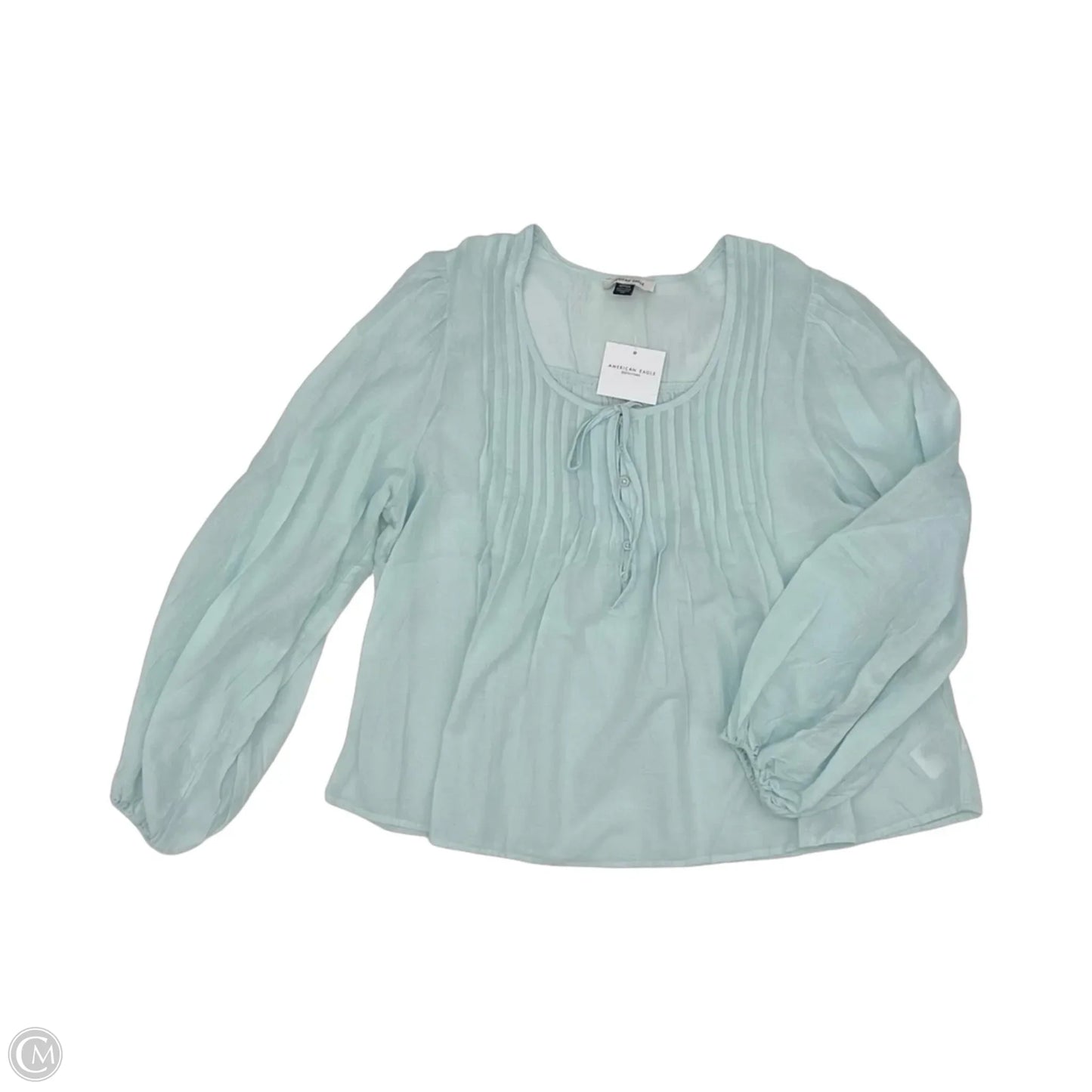 Blouse Long Sleeve By American Eagle In Aqua, Size: M