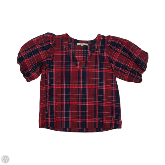 Blouse Short Sleeve By Loft In Blue & Red, Size: S