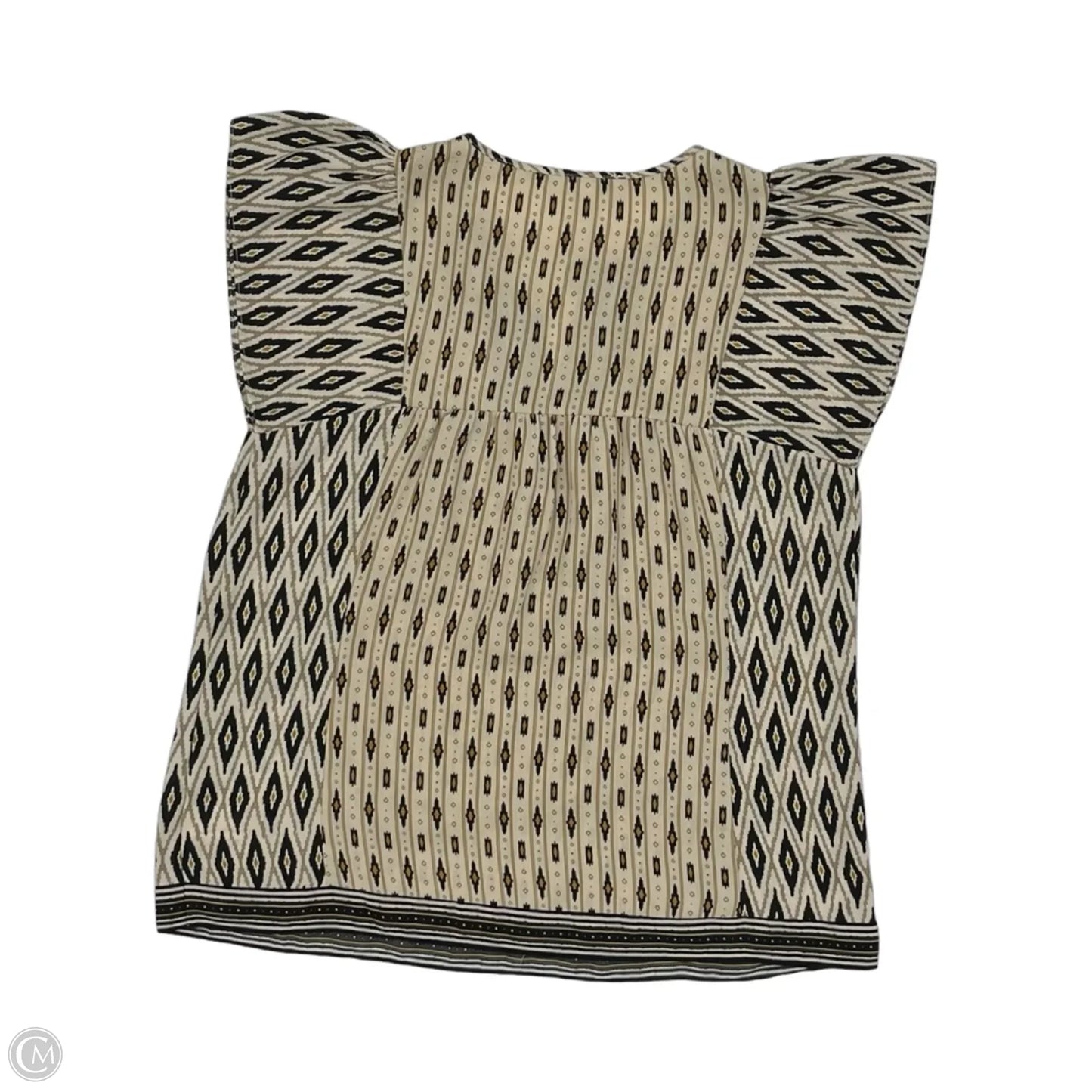 Blouse Short Sleeve By Dr2 In Black & Cream, Size: M