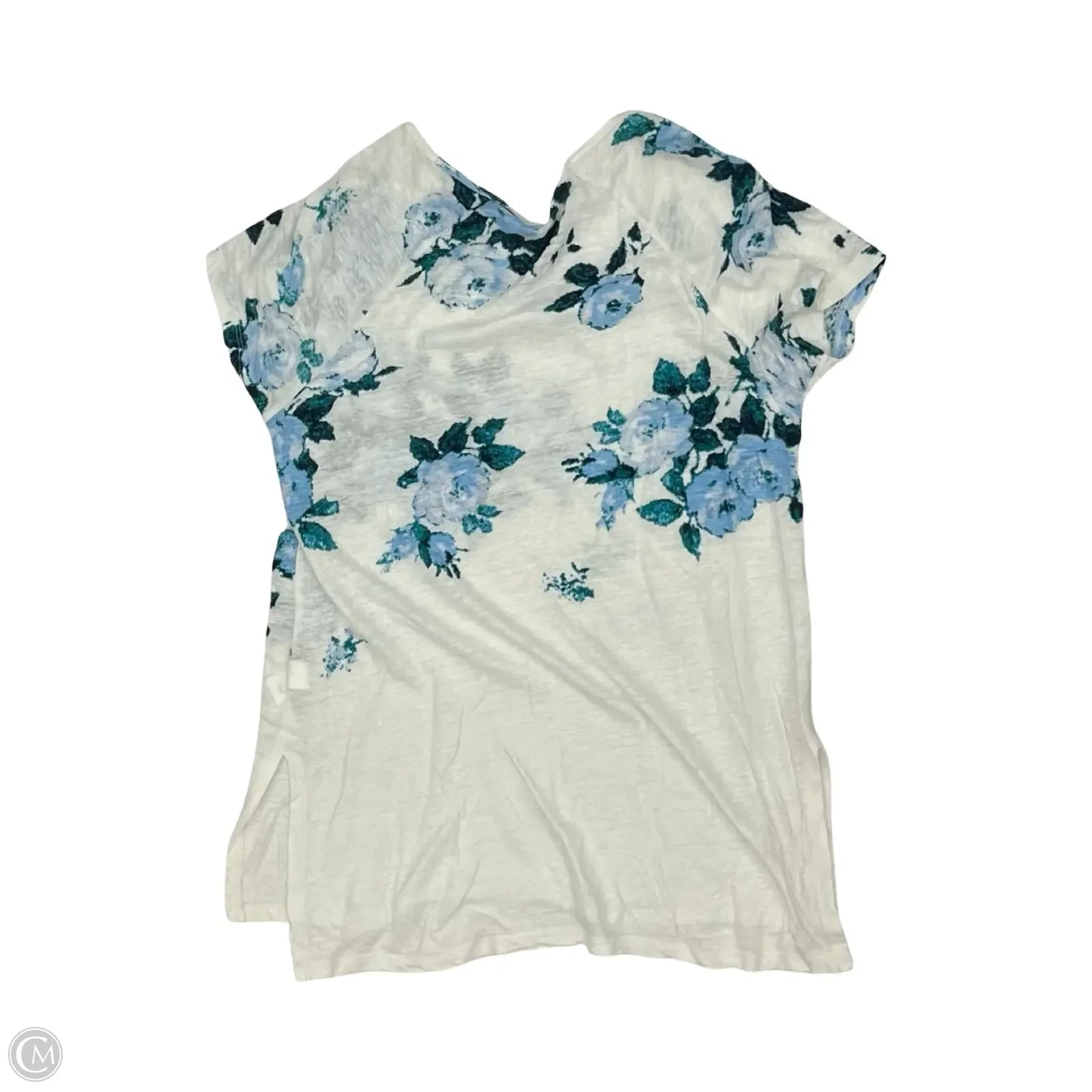 Top Short Sleeve By Lucky Brand In Blue & White, Size: S