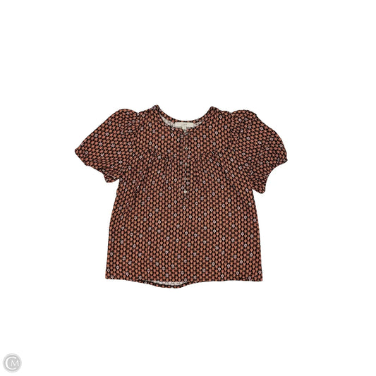Blouse Short Sleeve By Loft In Black & Orange, Size: L