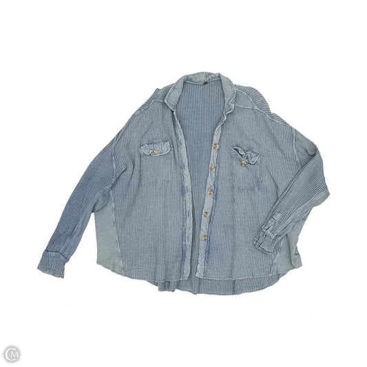 Jacket Shirt By Free People In Blue, Size: L