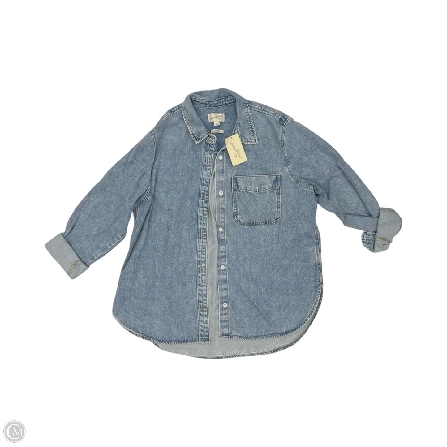 Jacket Shirt By Universal Thread In Blue Denim, Size: L