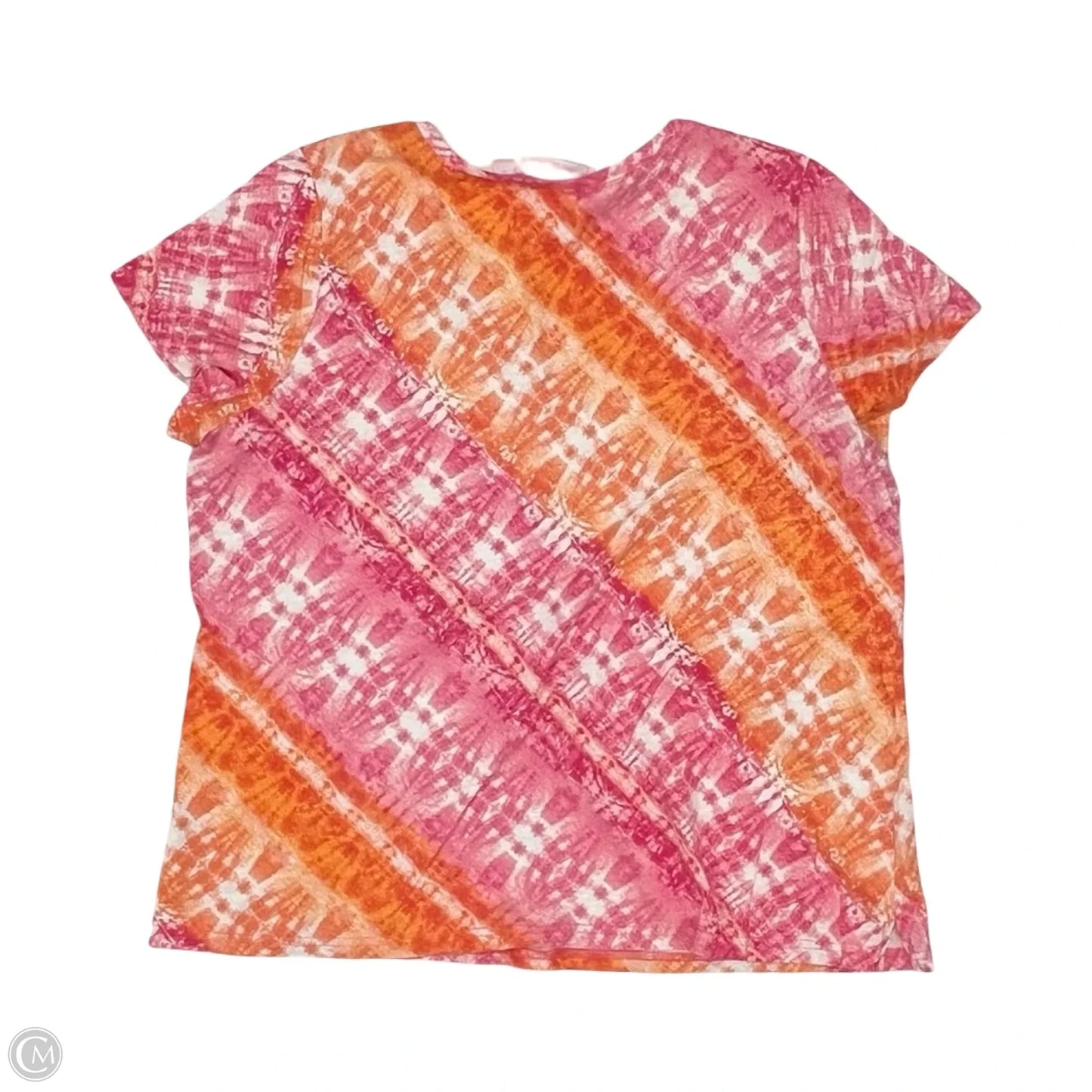 Top Short Sleeve By Belle By Kim Gravel In Orange & Pink, Size: Xl