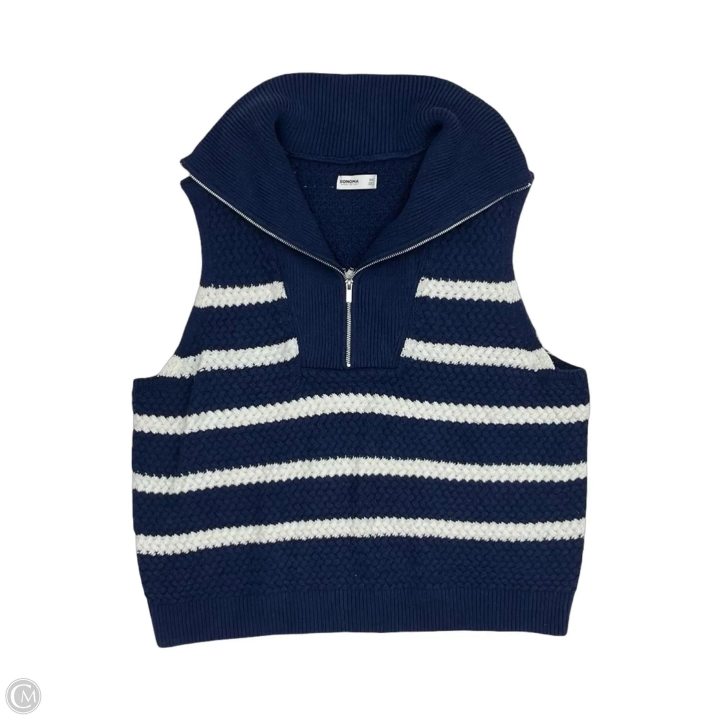 Vest Sweater By Sonoma In Blue & White, Size: Xxl