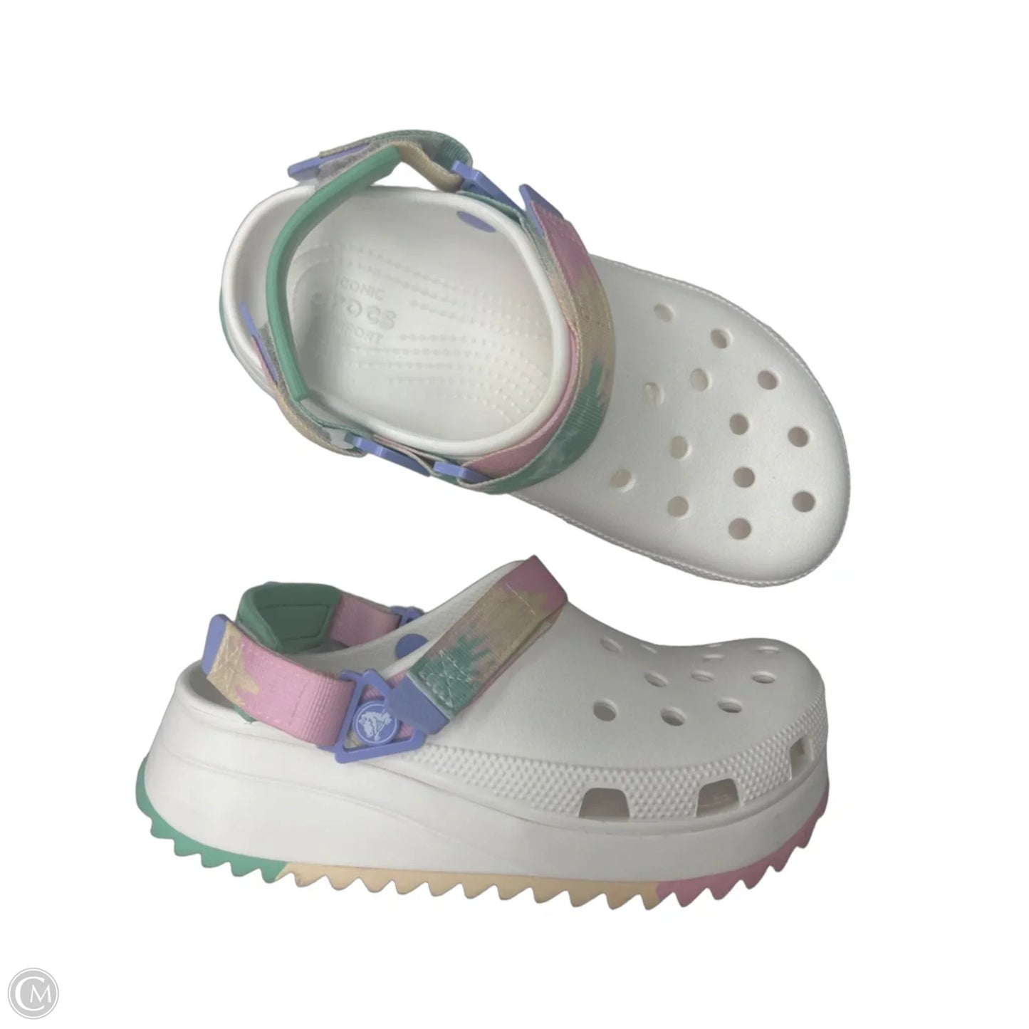 Sandals Heels Platform By Crocs In White, Size: 9