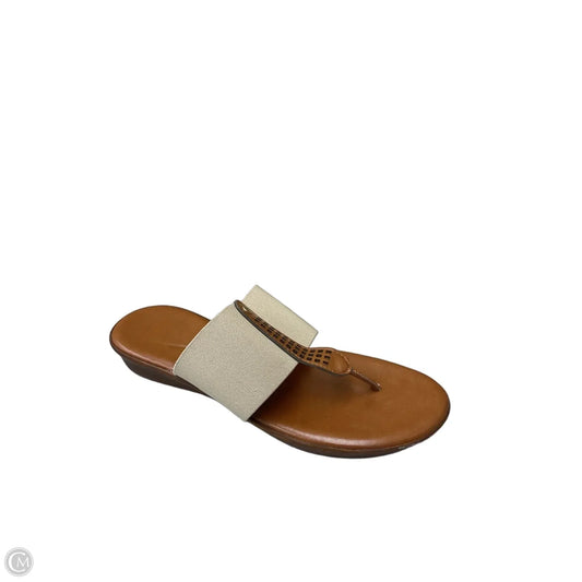 Sandals Flip Flops By Italian Shoemakers In Tan, Size: 8