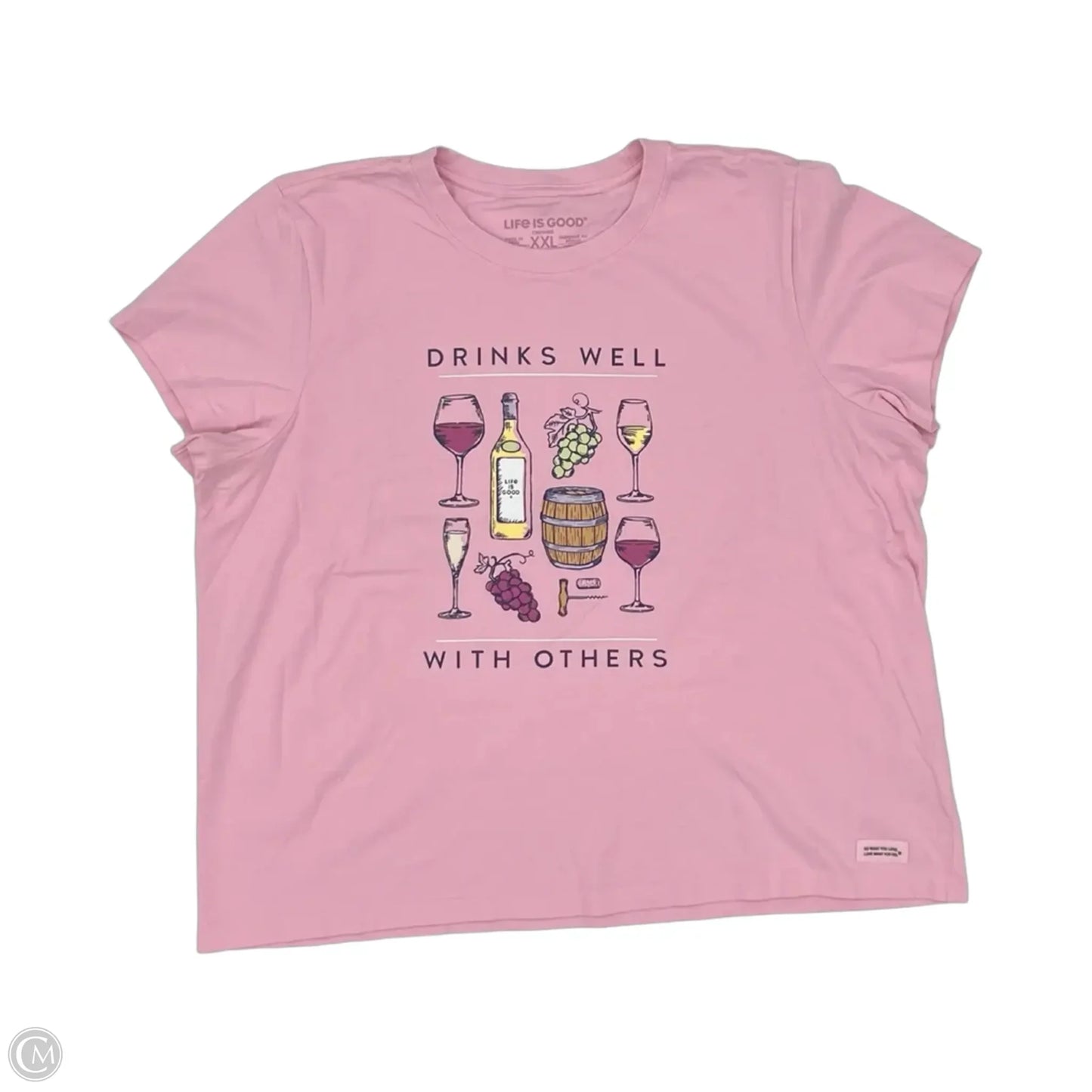 Top Short Sleeve By Life Is Good In Pink, Size: Xxl