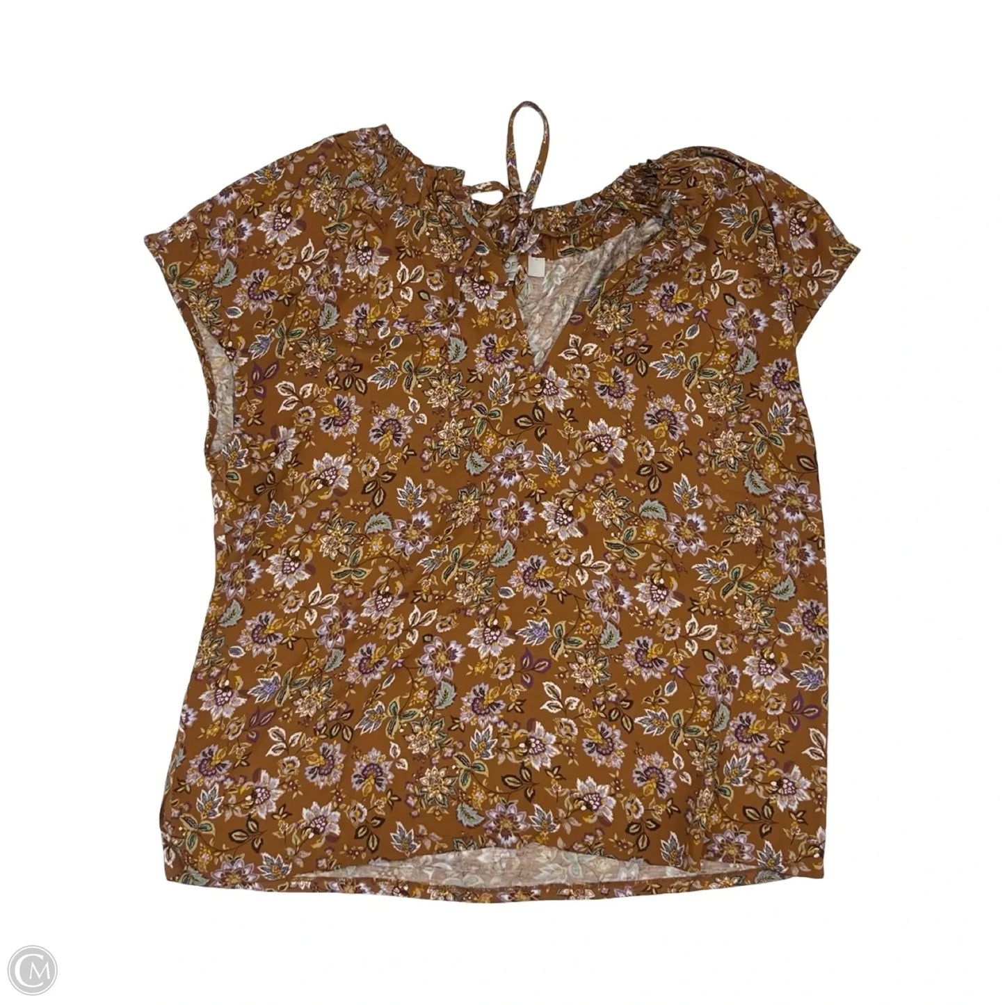 Blouse Short Sleeve By Loft In Brown, Size: L