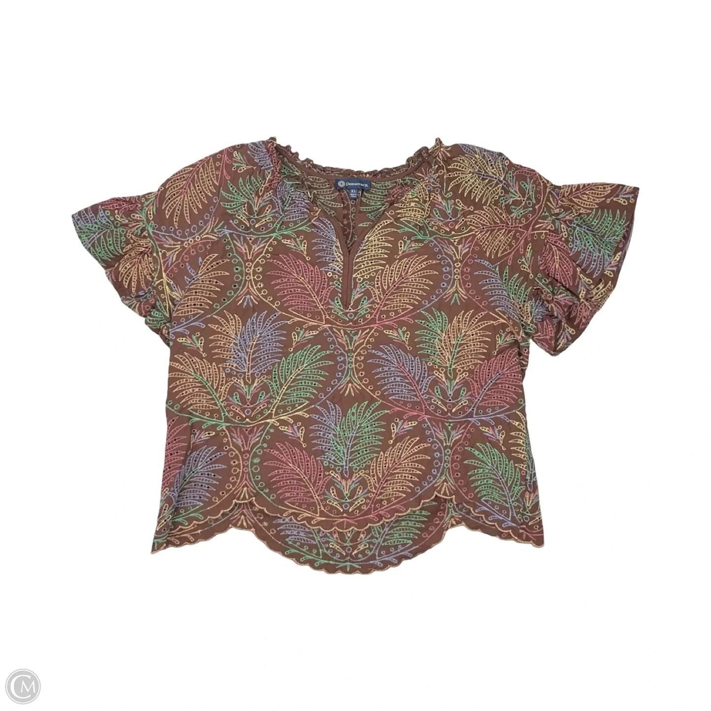 Blouse Short Sleeve By Democracy In Brown, Size: Xl