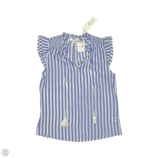 Blouse Short Sleeve By Clothes Mentor In Blue & White, Size: Xs