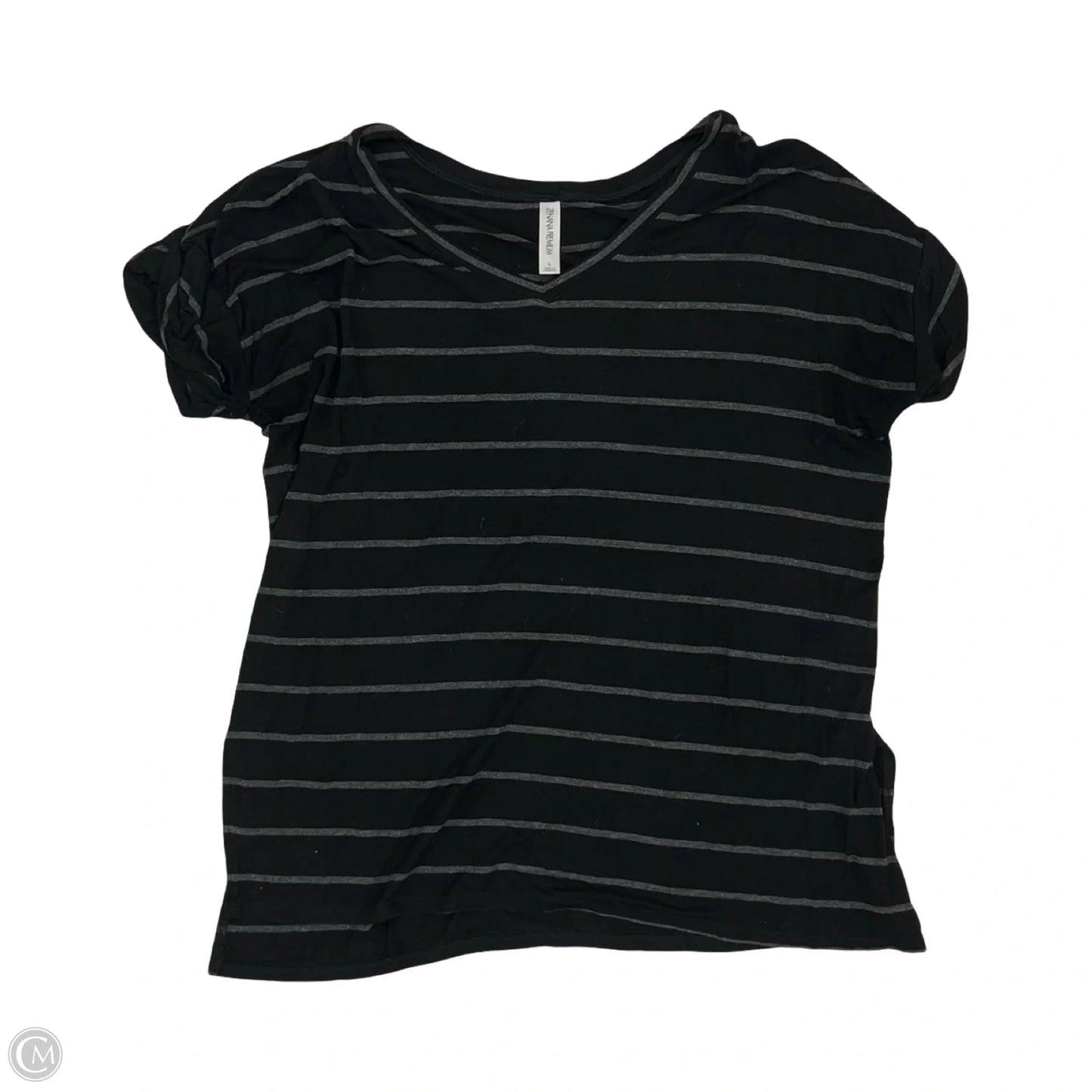 Top Short Sleeve By Zenana In Black & Grey, Size: L