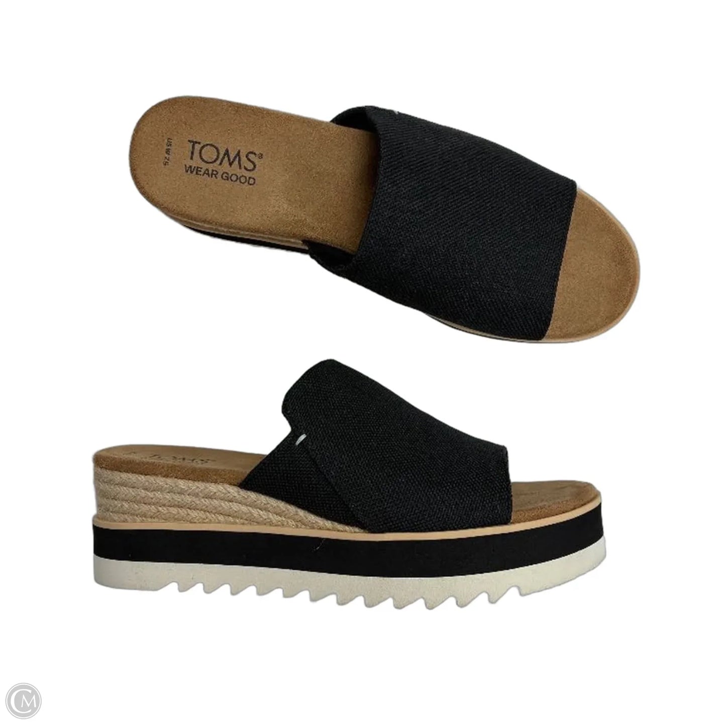 Sandals Heels Wedge By Toms In Black, Size: 7.5