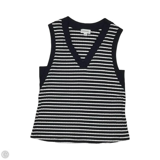 Top Sleeveless By Evereve In Blue & White, Size: L