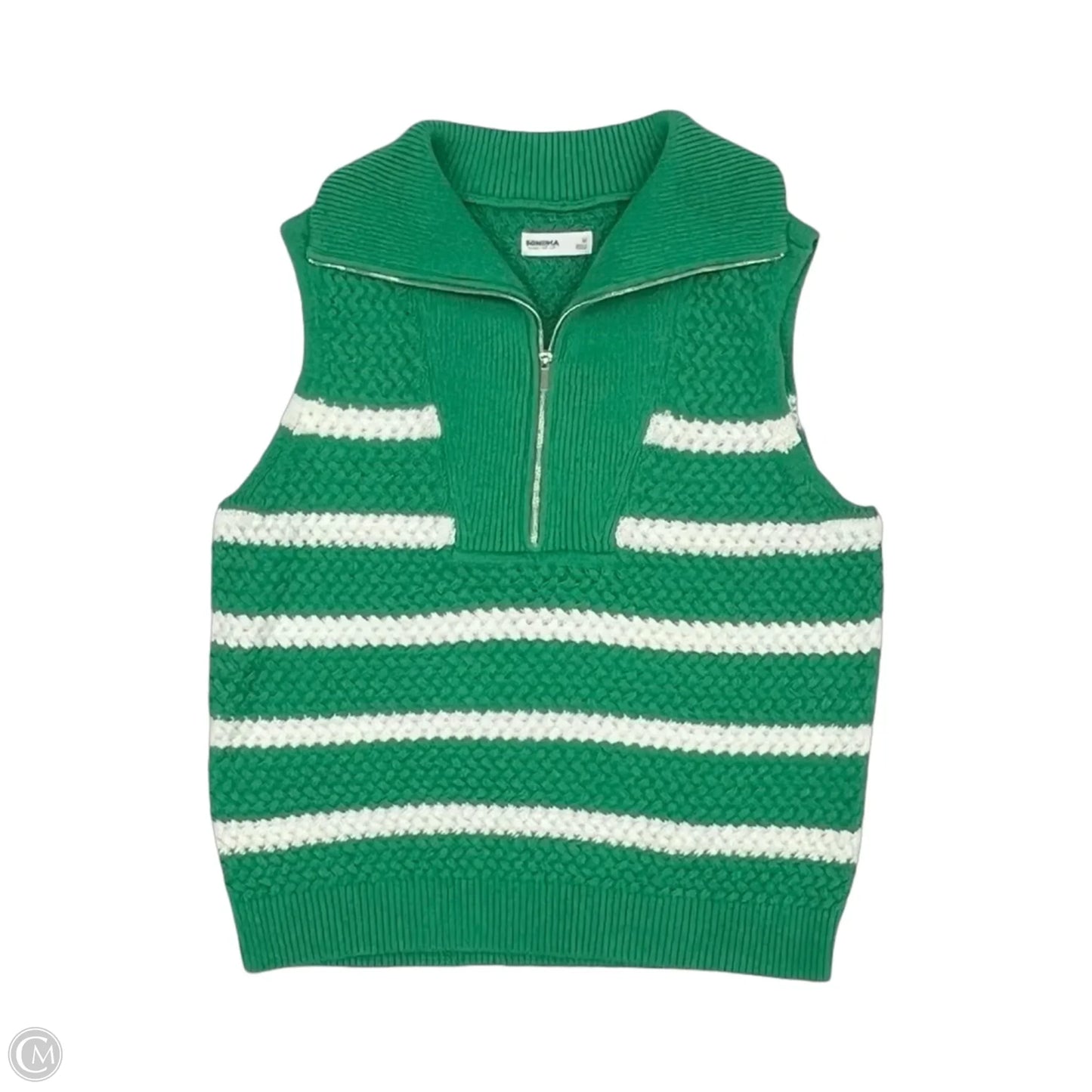 Sweater Short Sleeve By Sonoma In Green & White, Size: M
