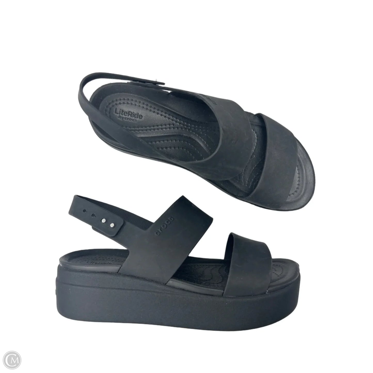 Sandals Heels Platform By Crocs In Black, Size: 8
