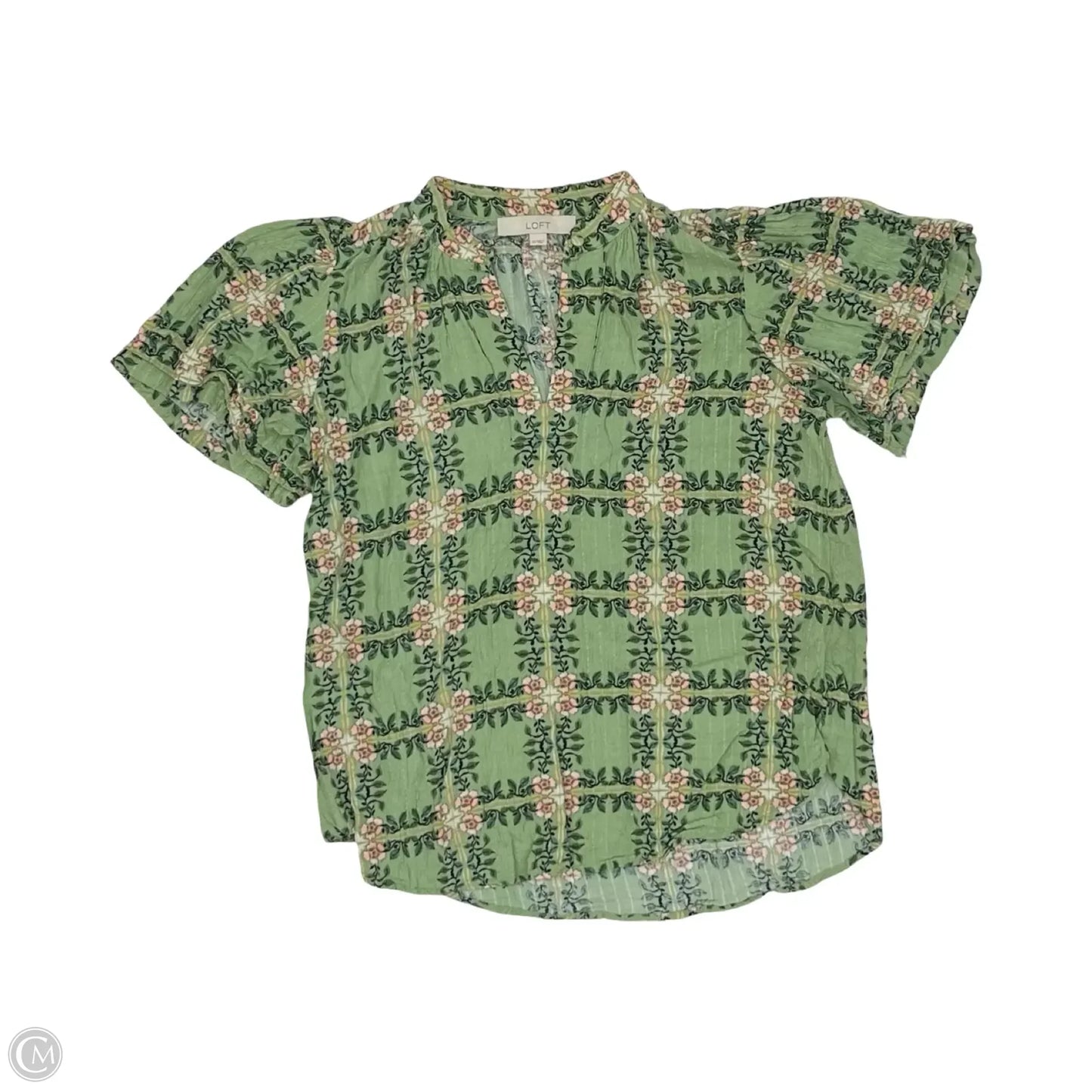 Blouse Short Sleeve By Loft In Green, Size: Xs