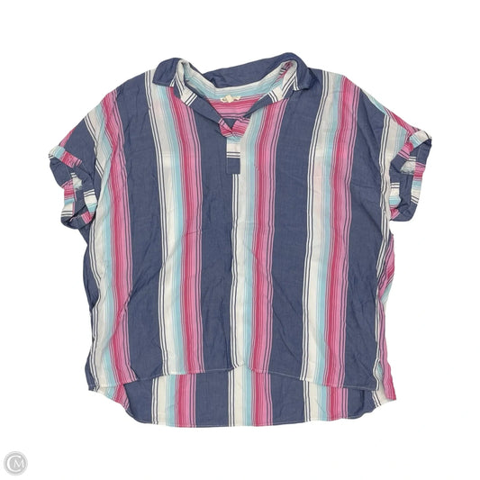 Blouse Short Sleeve By Jane And Delancey In Blue & Pink, Size: 3x