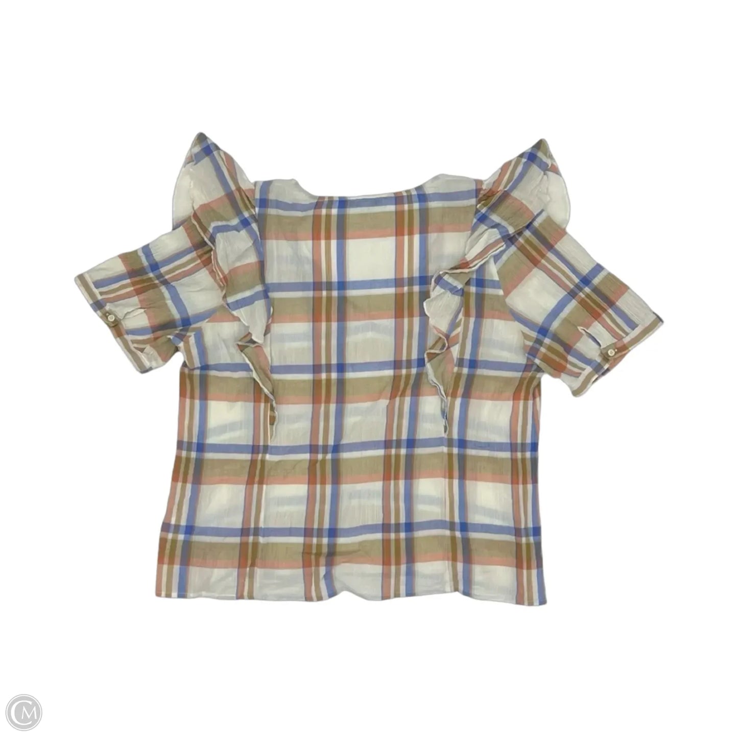 Blouse Short Sleeve By Madewell In Blue & Cream, Size: L