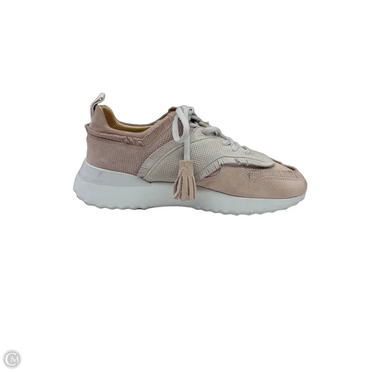 Shoes Luxury Designer By Tods In Pink & White, Size: 8