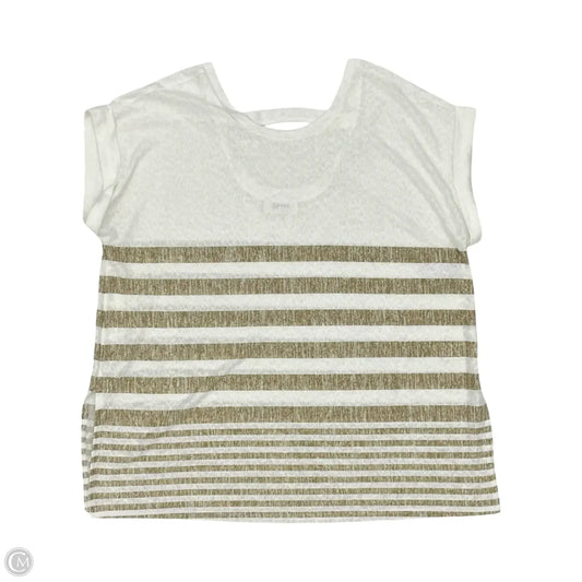 Top Short Sleeve By Clothes Mentor In Tan & White, Size: 1x