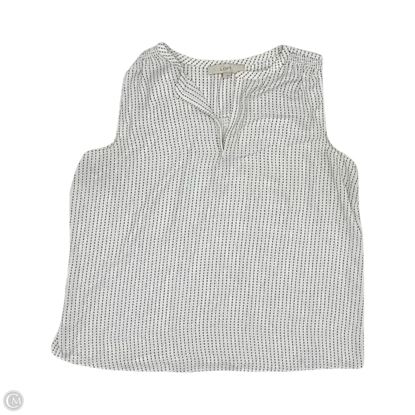 Blouse Sleeveless By Loft In Blue & White, Size: L