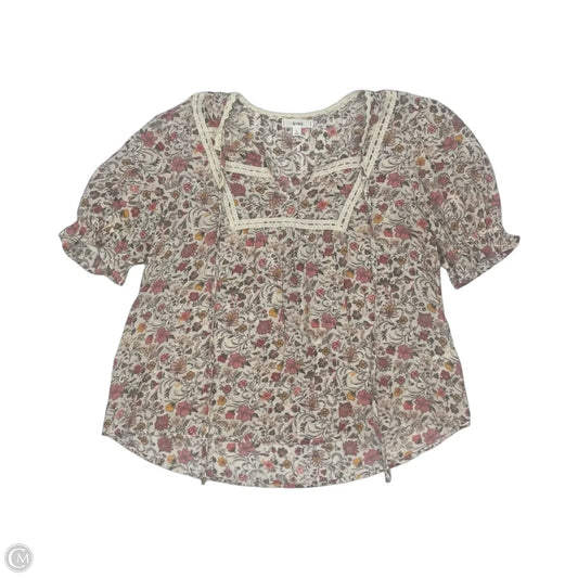 Blouse Short Sleeve By Mine In Cream, Size: L