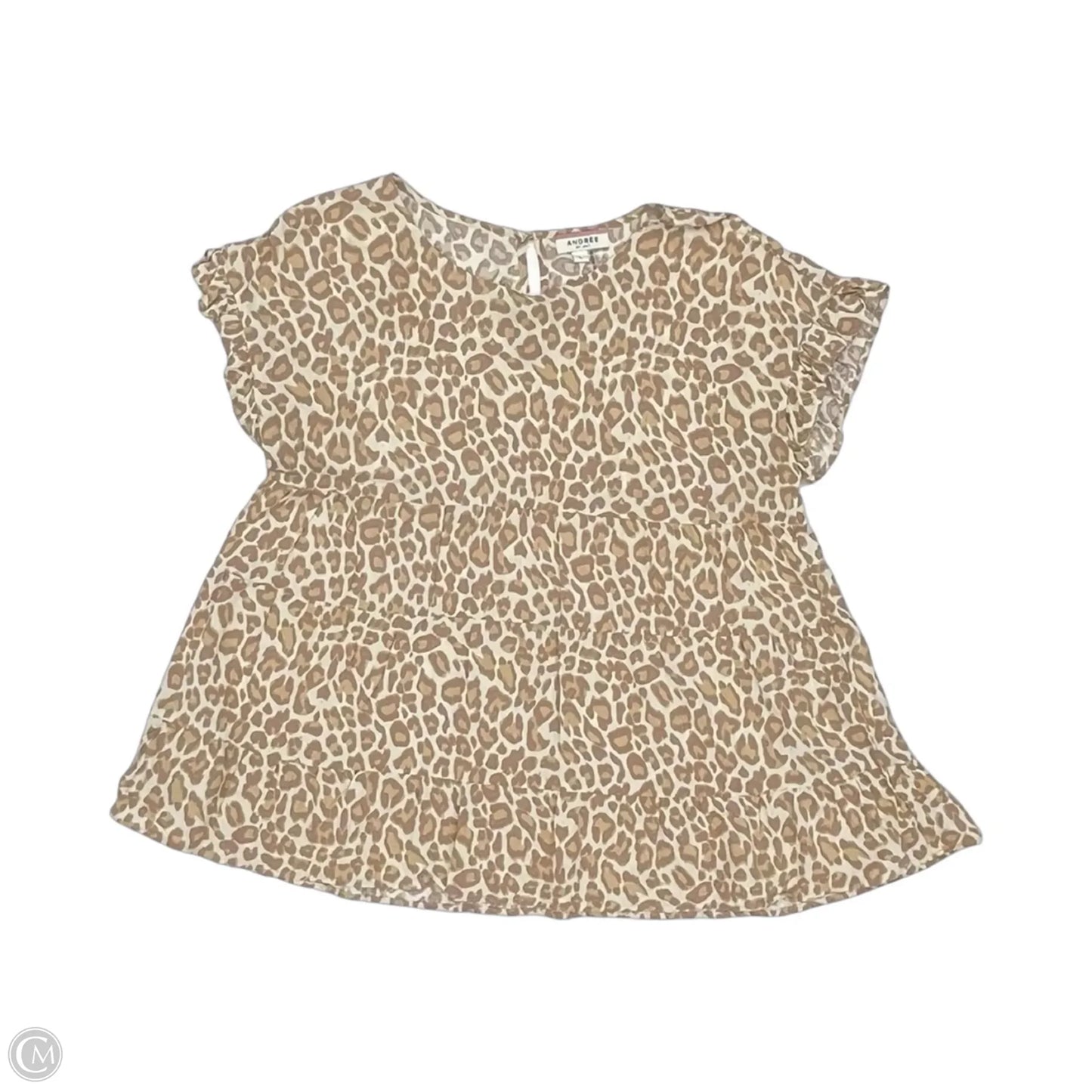Top Short Sleeve By Andree By Unit In Animal Print, Size: L