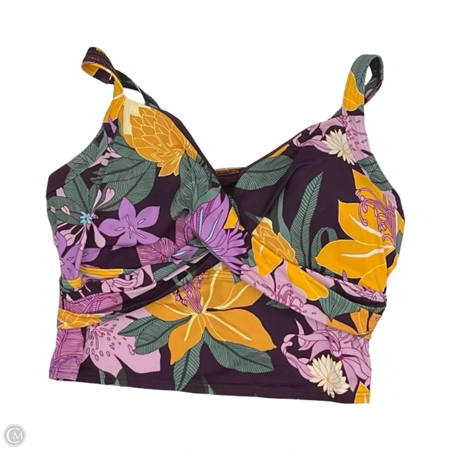 Swimsuit Top By Clothes Mentor In Tropical Print, Size: 26