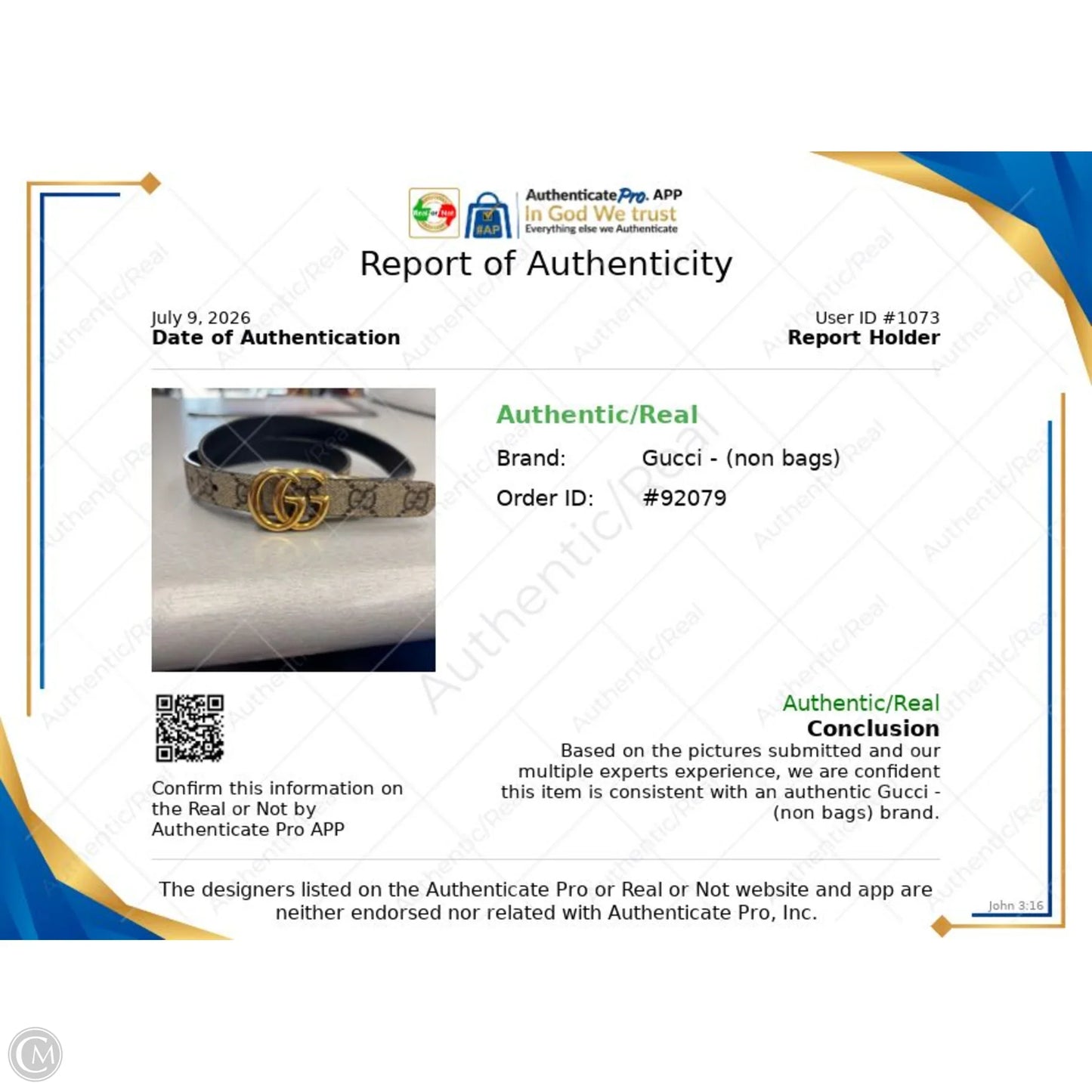 Belt Luxury Designer By Gucci, Size: