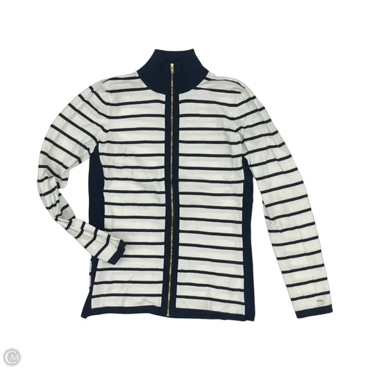 Sweater Cardigan By Tommy Hilfiger In Blue & White, Size: L