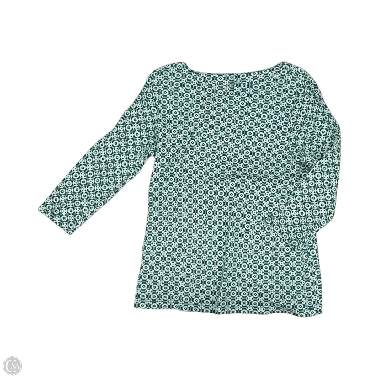 Top 3/4 Sleeve By Croft And Barrow In Green & White, Size: M