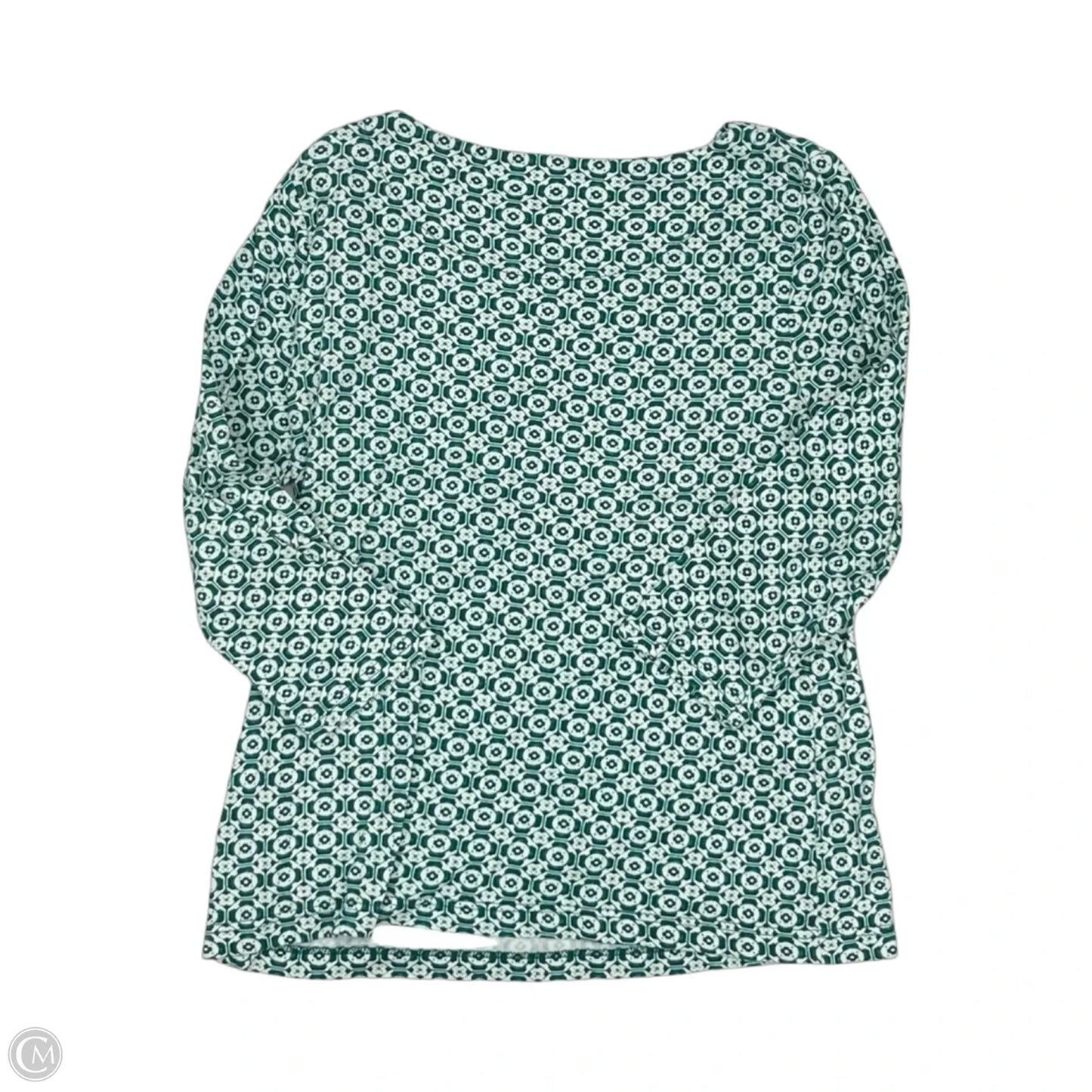 Top 3/4 Sleeve By Croft And Barrow In Green & White, Size: M