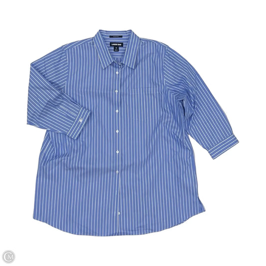 Blouse 3/4 Sleeve By Lands End In Blue & White, Size: 1x
