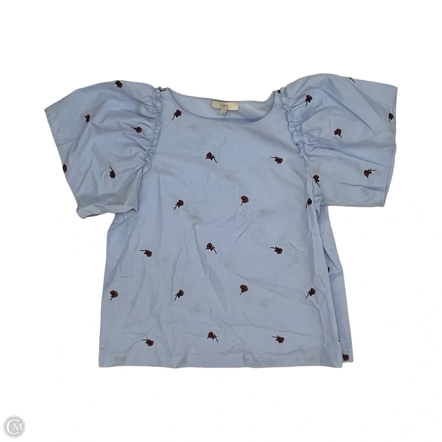 Blouse Short Sleeve By Loft In Blue & Red, Size: M
