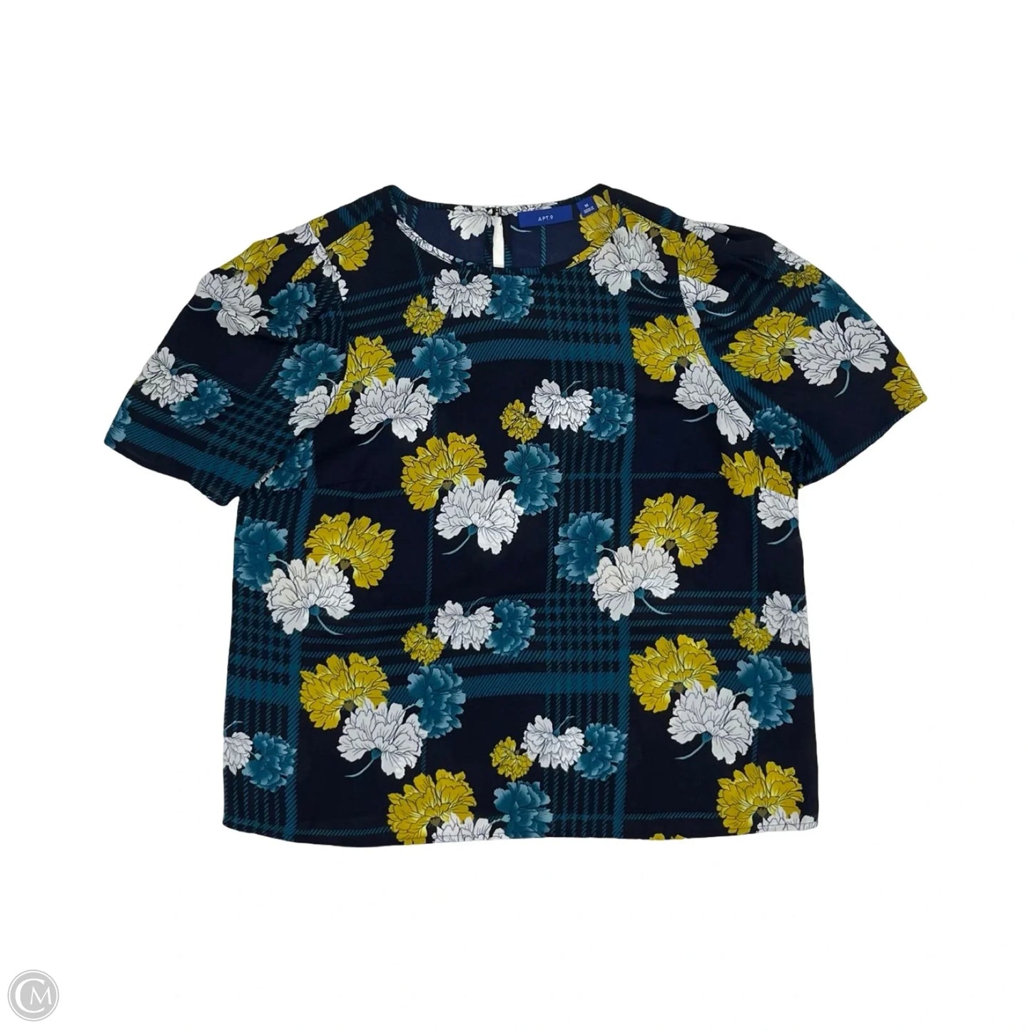 Blouse Short Sleeve By Apt 9 In Blue & Gold, Size: M